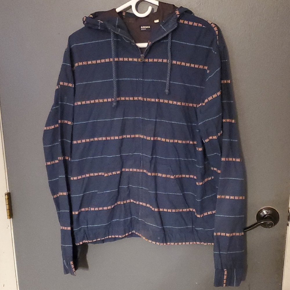 Burkman Bros Navy Blue Striped Men's Jacket 100% Cotton